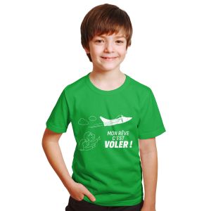 Tee-shirt enfant « Mon rêve c’est voler » vert