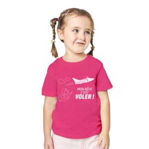 “Mon rêve c’est voler” Kids Pink T-shirt age 12-14